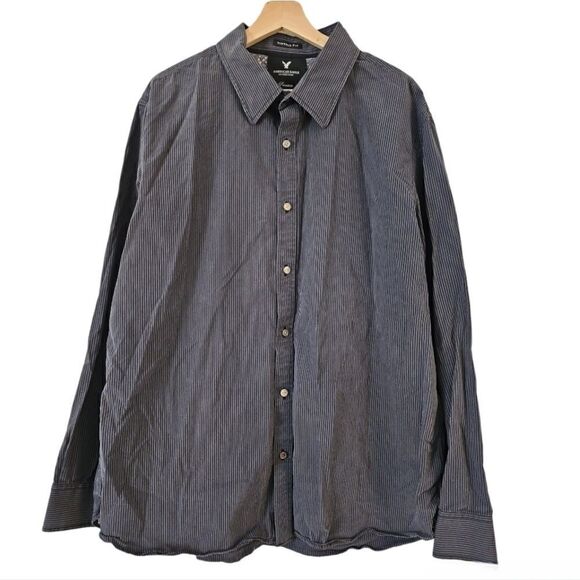 American Eagle Men Premium Vintage Fit Button Down Shirt Gray XXL - Picture 1 of 11